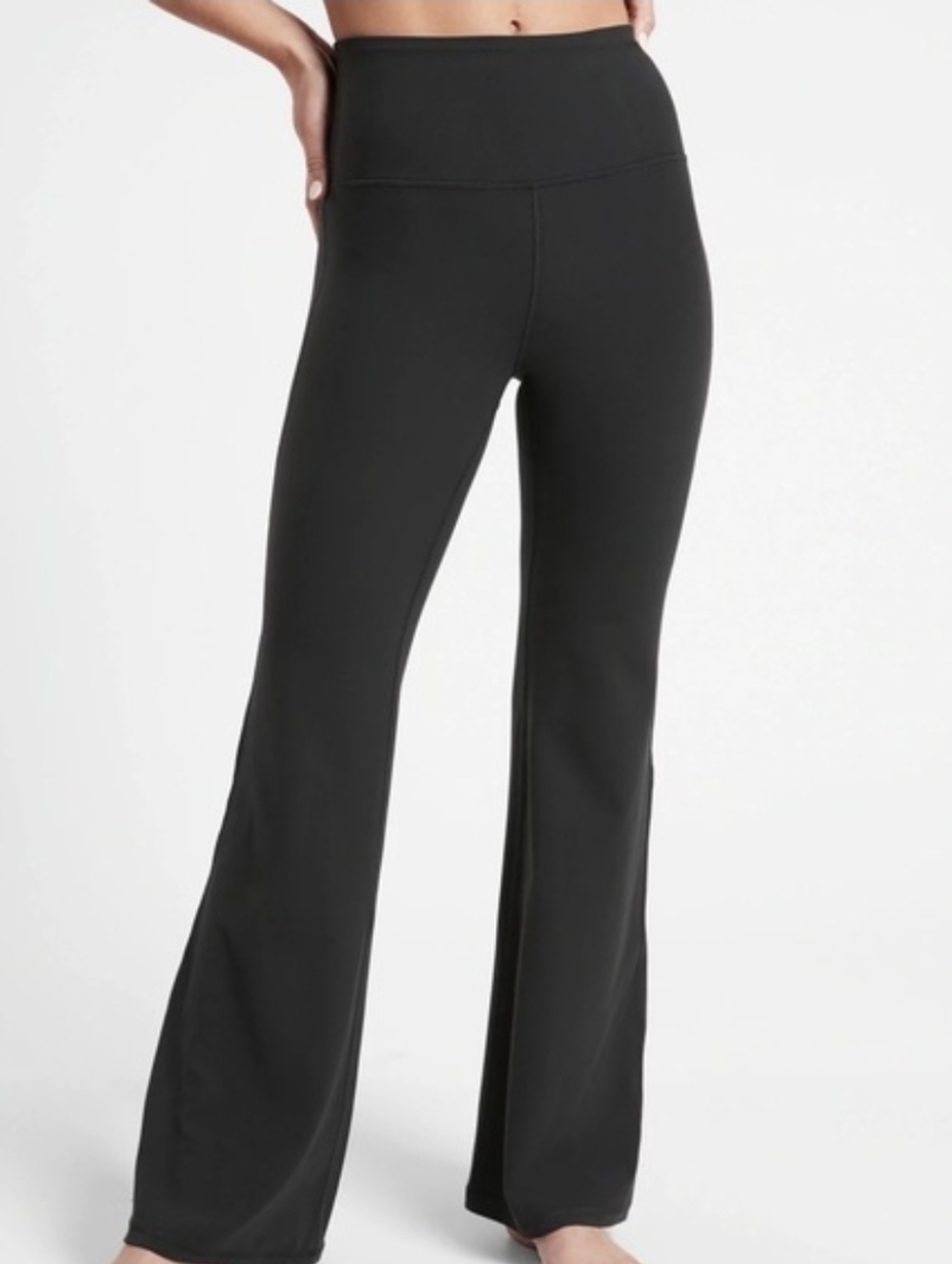 Athleta Peak Hybrid Fleece Pant Black Flare Pockets Size Large